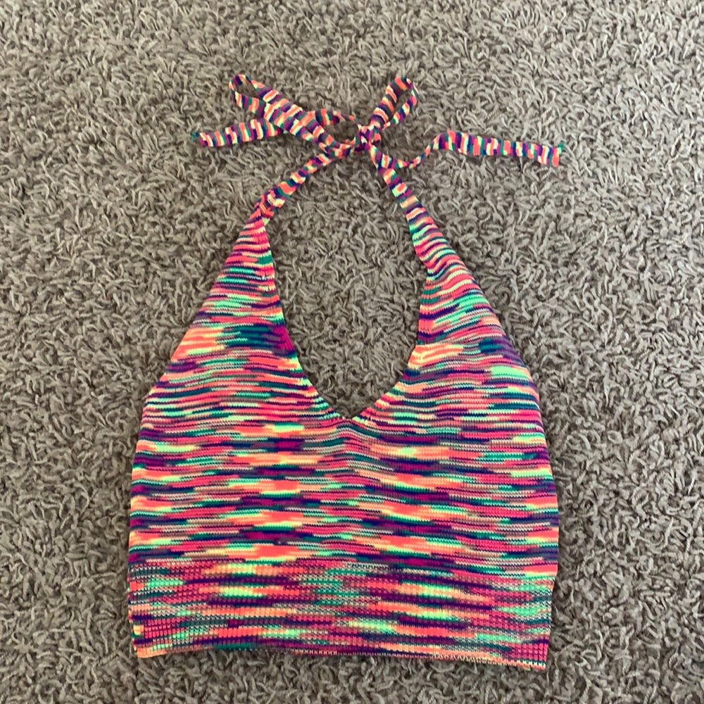 Halter Neck Tie-Die Knit Top
